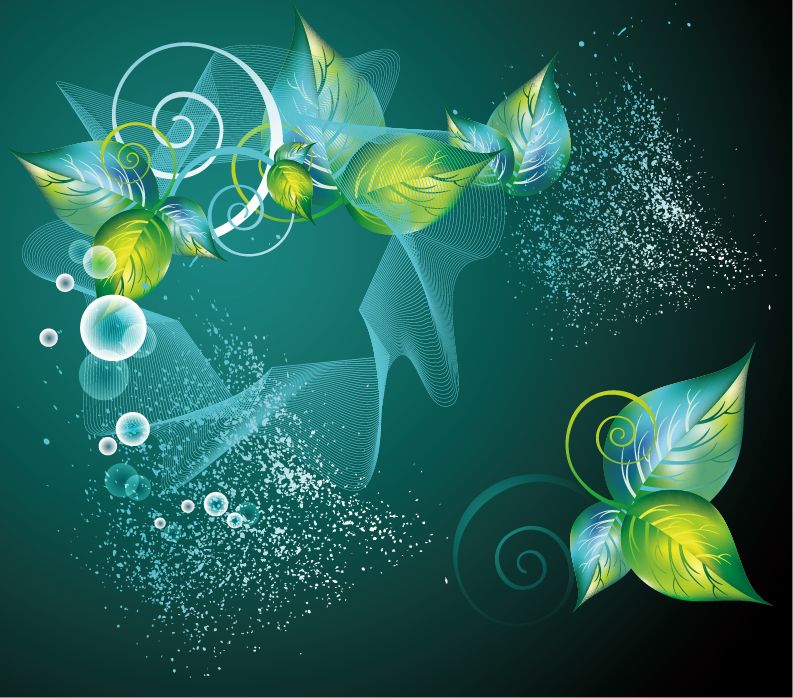 free vector Abstract Green Swirl Floral Vector Background